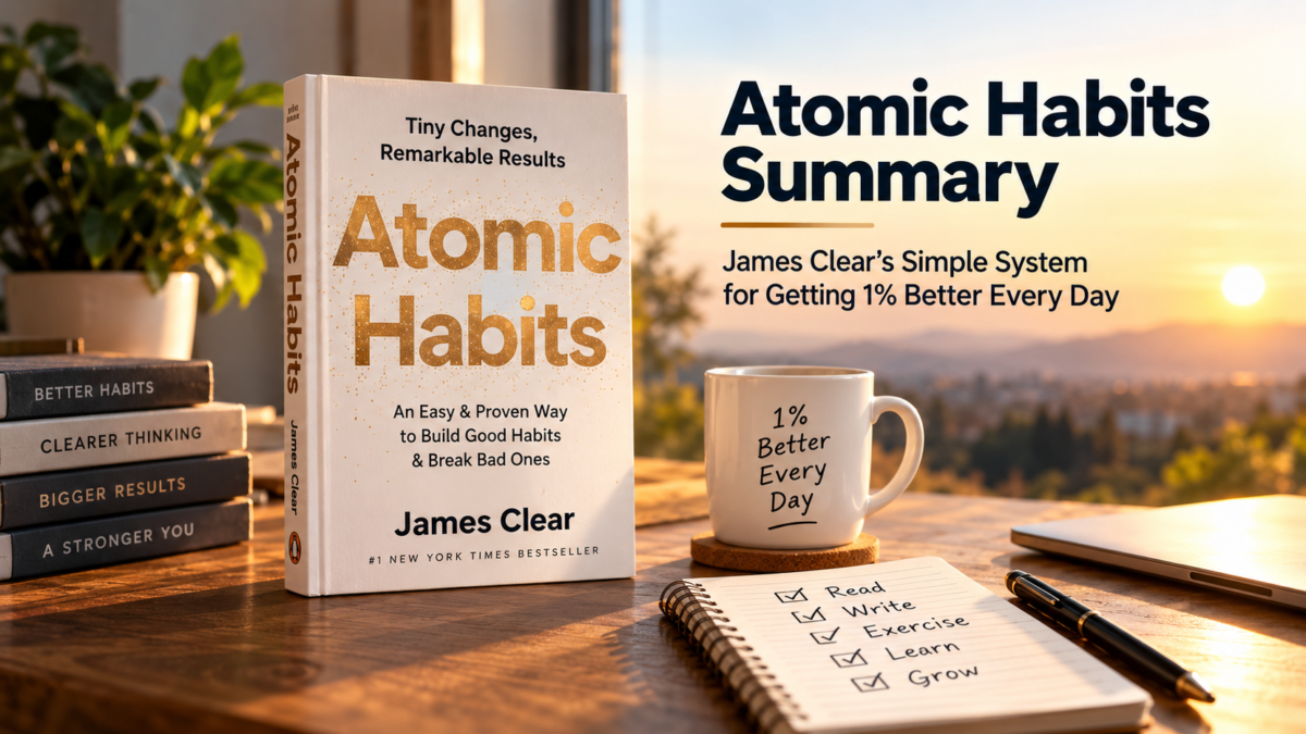 Atomic Habits summary by James Clear — simple system for getting 1% better every day